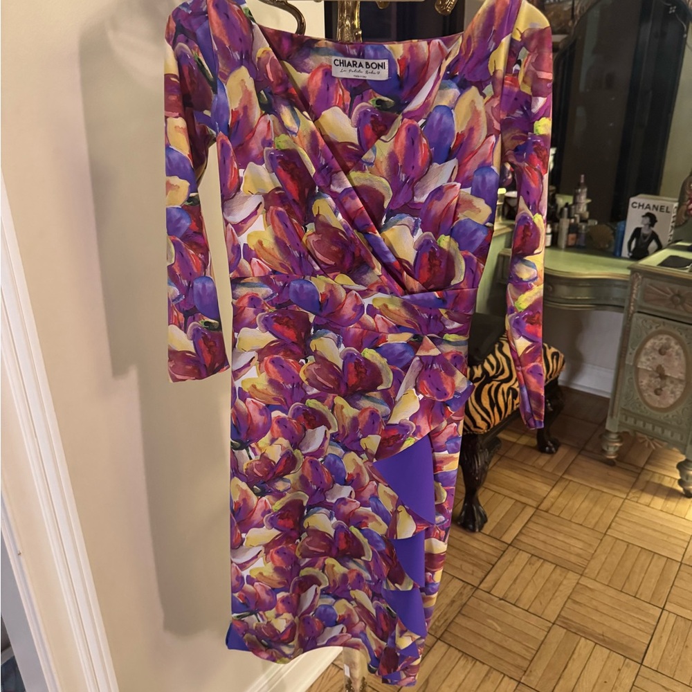 Chiara Boni Multicolor Floral Long Sleeve Dress